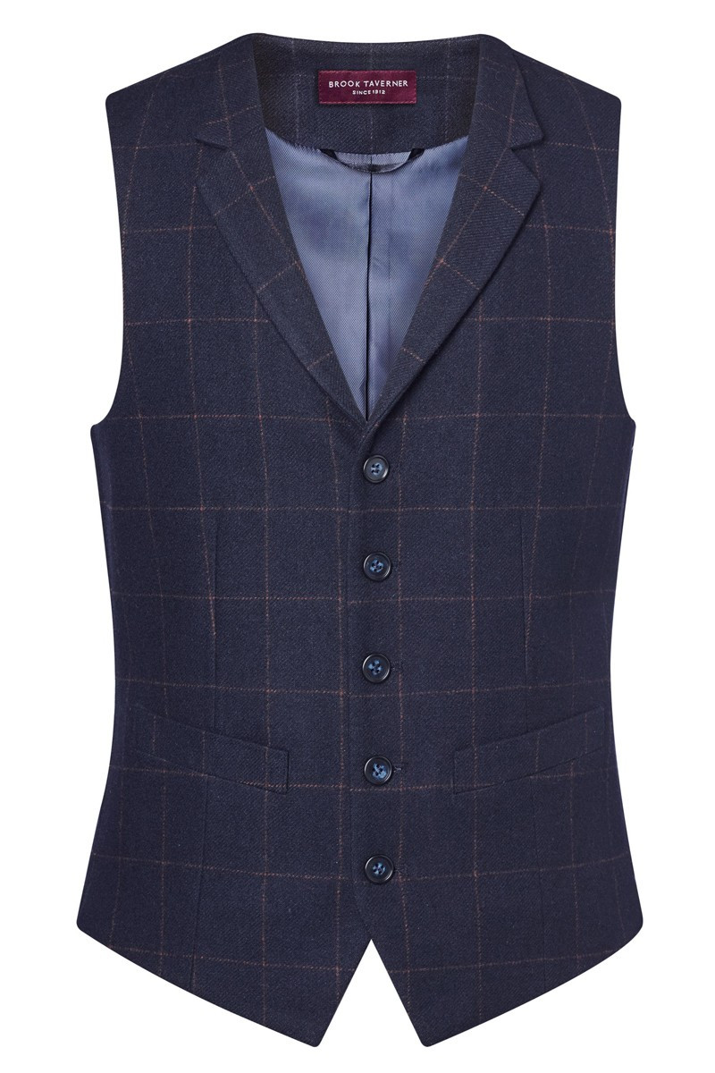 Memphis Men Waistcoat checkered navy blue | Beauty Street
