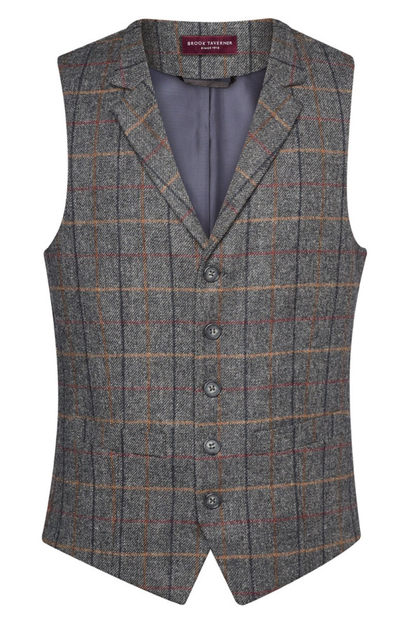 Gilet da uomo, Memphis, colore: grigio-marrone, a quadri | Beauty Street