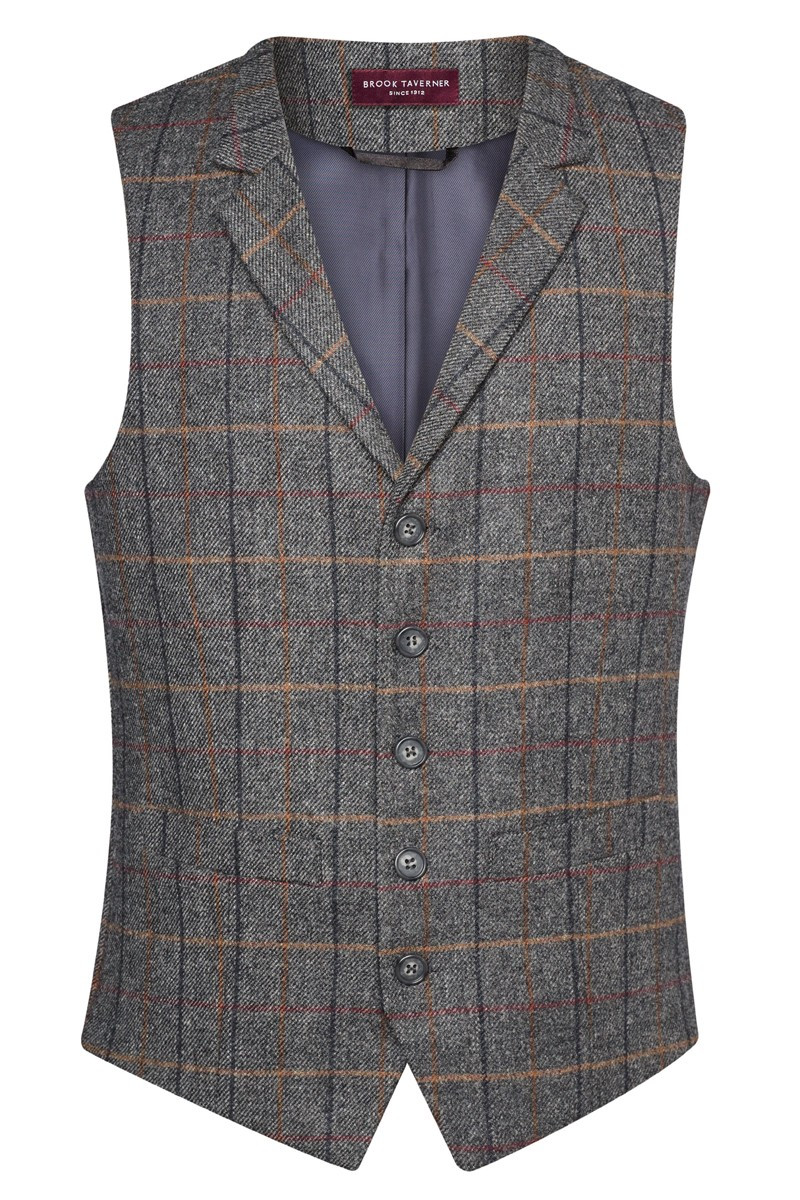 Gilet da uomo, Memphis, colore: grigio-marrone, a quadri | Beauty Street
