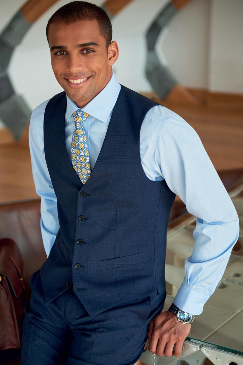 Gilet da uomo, Busso Prince de Galles, colore: blu navy | Beauty Street