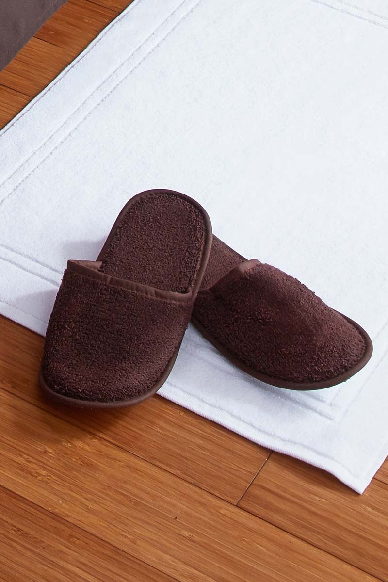 Confort ladies' closed-toe terry cloth slippers chocolate