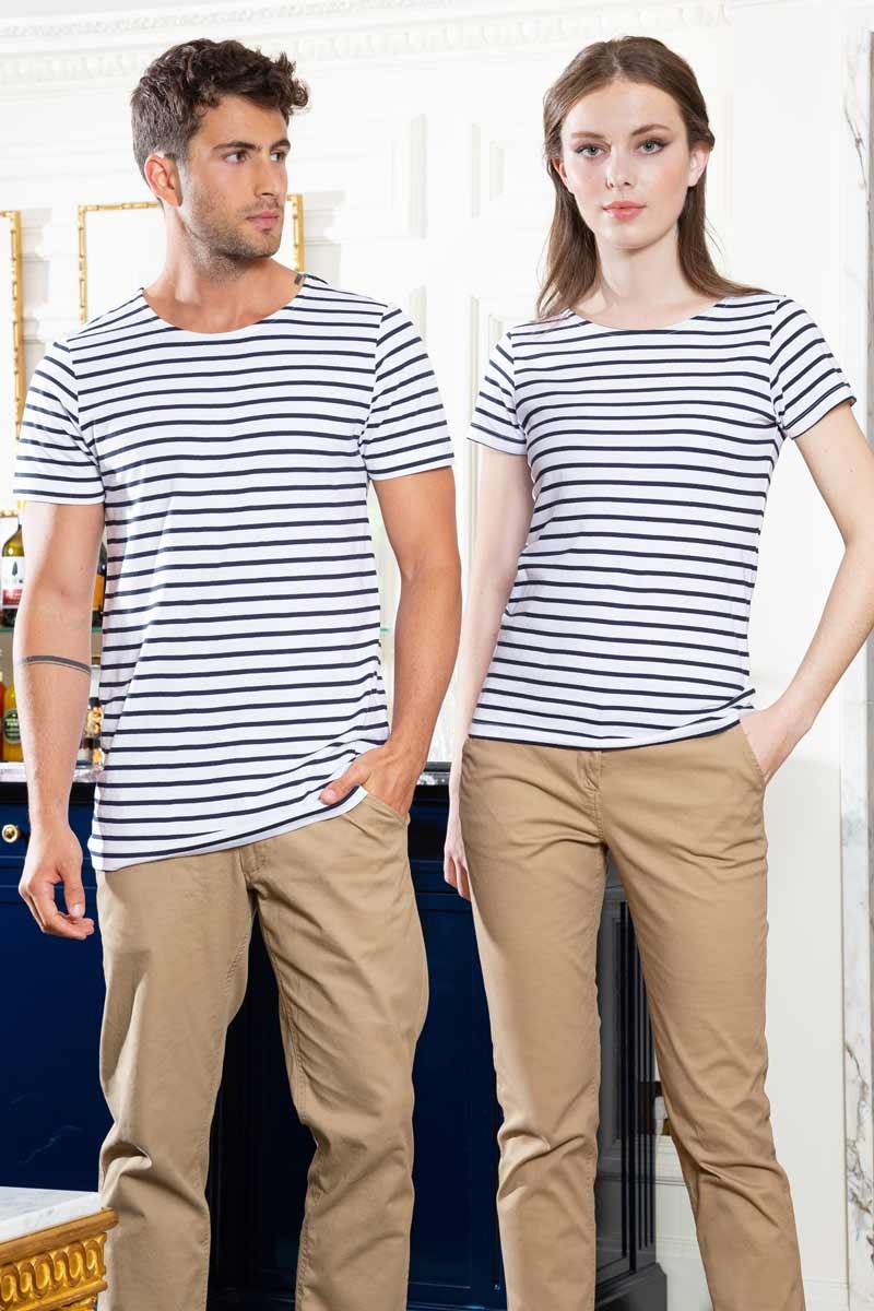 Borneo men's striped t-shirt white with navy blue stripes