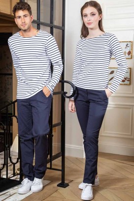 Atlantic women's striped t-shirt white with navy blue stripes 2