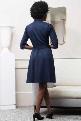 Neroli 3/4 Length Sleeve Dress Navy Blue 2