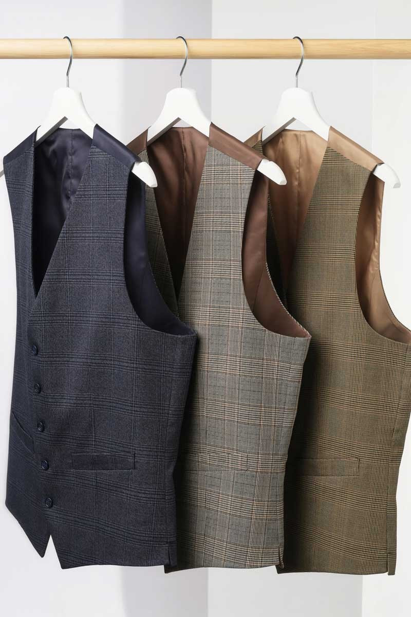 Gilet da abito, da uomo, a quadri, Emilio, colore: grigio | Beauty Street