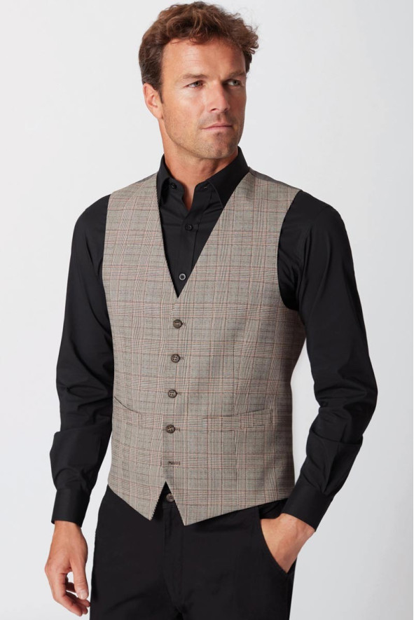 Gilet da abito, da uomo, a quadri, Emilio, colore: grigio | Beauty Street