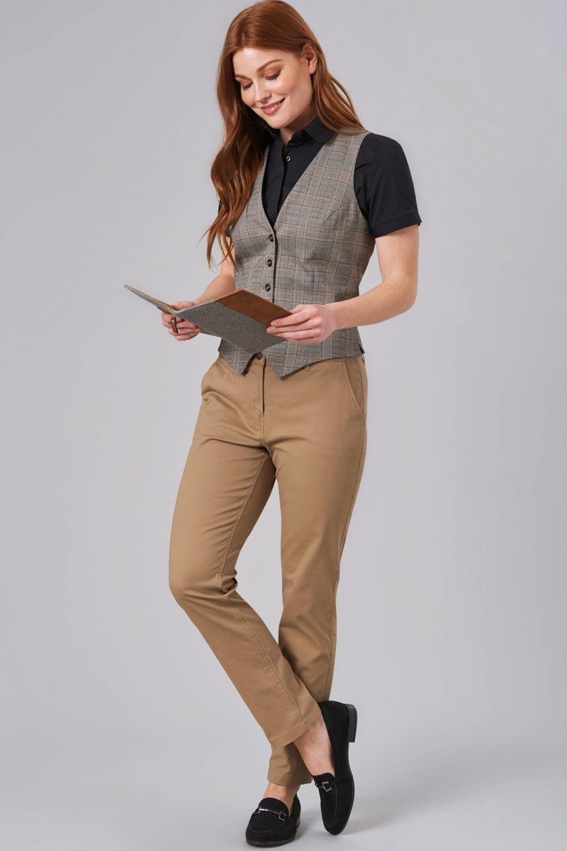 Women's grey checkered professional hospitality vest - Olivia vest