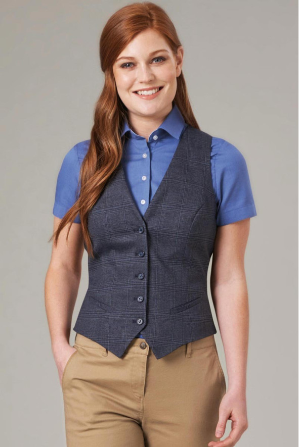 Gilet da tailleur, da donna, a quadri, Olivia, colore: blu navy | Beauty Street