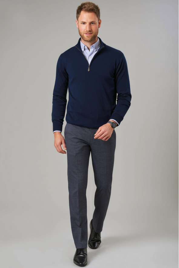 Pantaloni da uomo a quadri blu navy Fabian