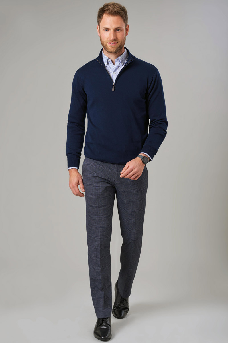 Pantaloni da uomo a quadri blu navy Fabian
