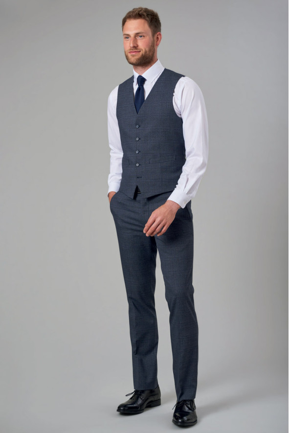 Pantaloni da uomo a quadri blu navy Fabian