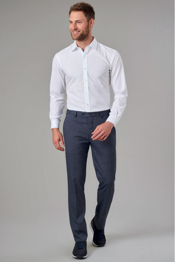 Pantaloni da uomo a quadri blu navy Fabian