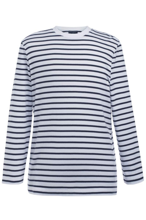 Amos Men’s White and Navy Striped Long-Sleeve Sailor Shirt