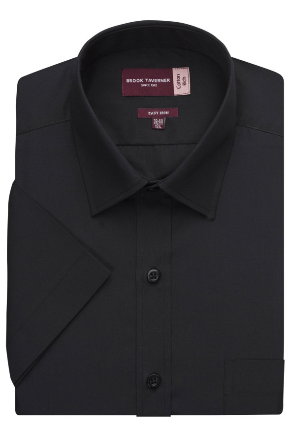 Chemise à manches courtes noire pour homme Rosello