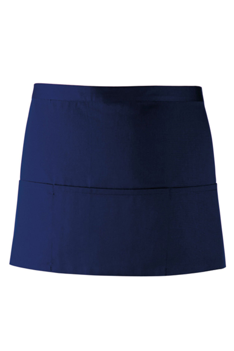 Short navy apron with 3 pockets