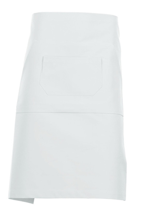 Multi-pocket mid-length white apron