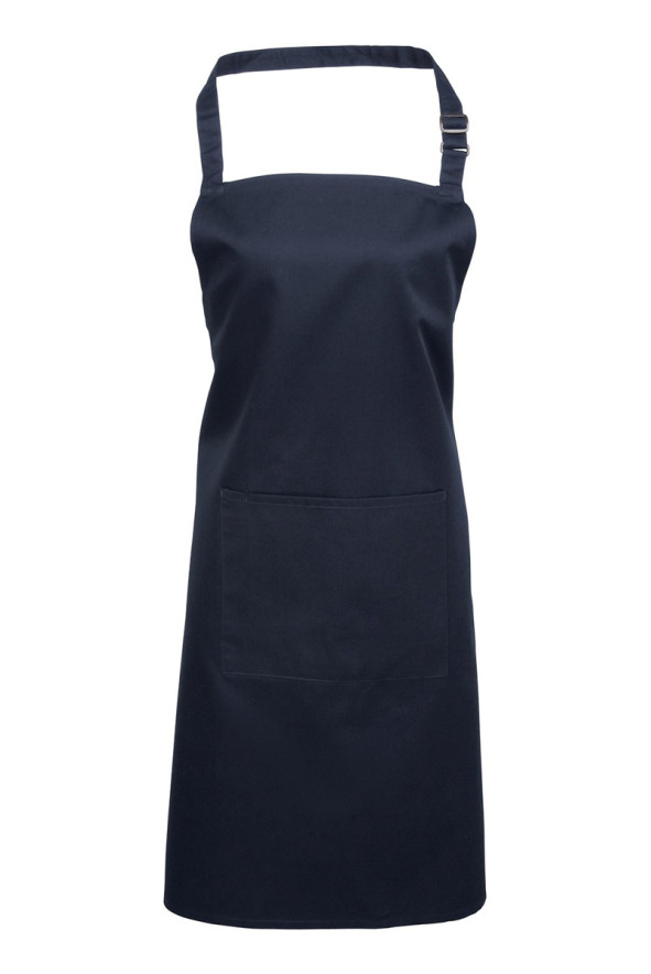 Navy bib apron with pocket