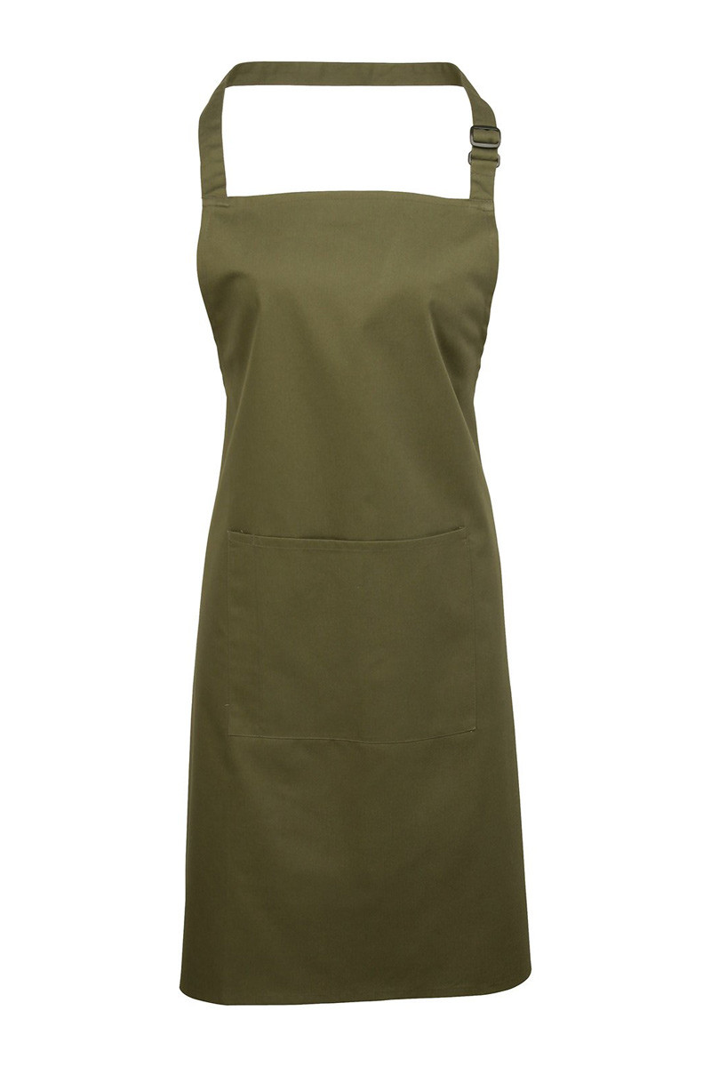 Bib apron with pocket olive green