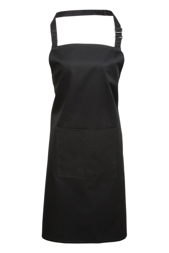 Black bib apron with pocket