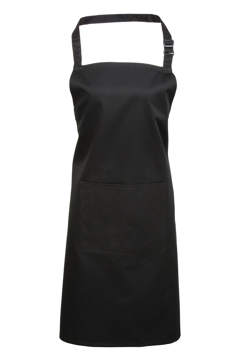 Black bib apron with pocket