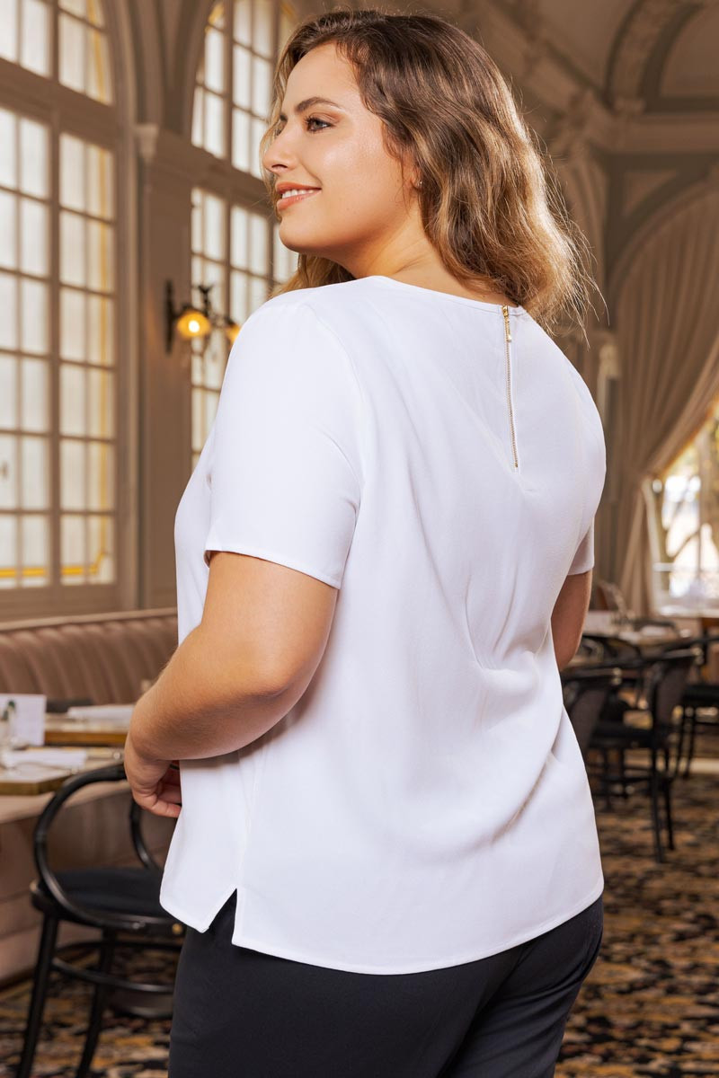 Helina Women Short Sleeve Blouse white | Beauty Street