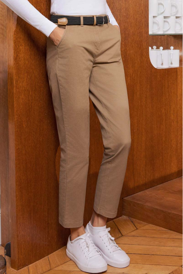 Women's Tan beige Leo Chino pants | Beauty Street
