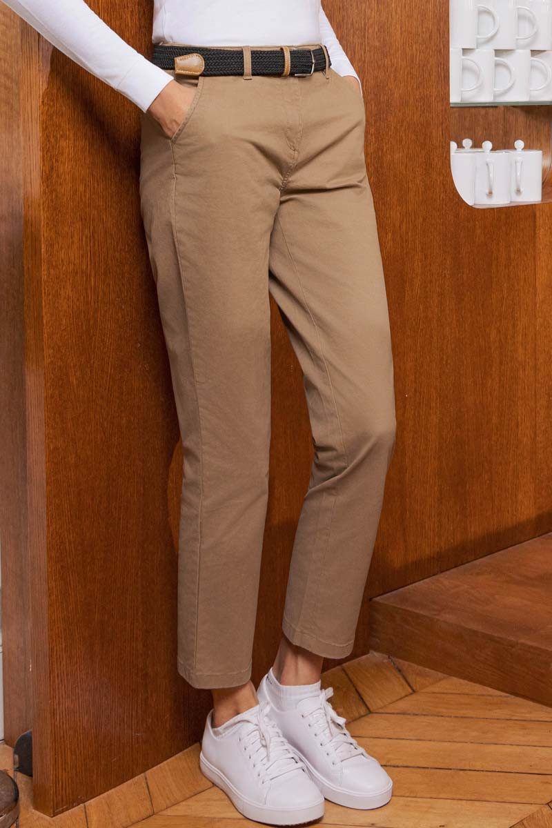 Women's Tan beige Leo Chino pants | Beauty Street
