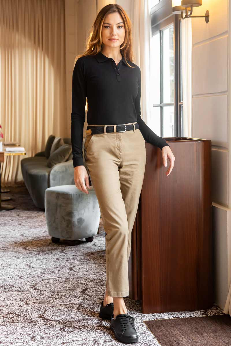Mary women's black long sleeve polo shirt