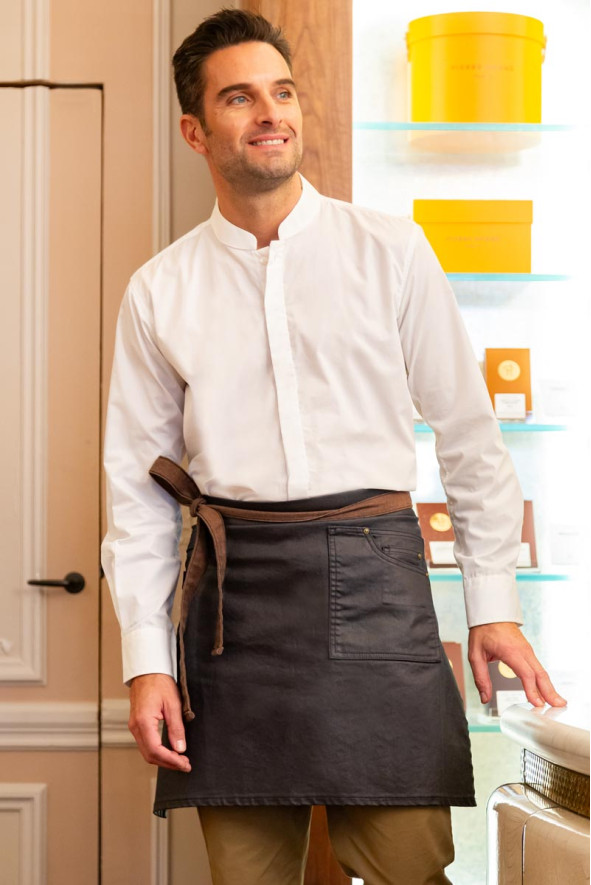 Syna Unisex Apron Indigo Brown Denim