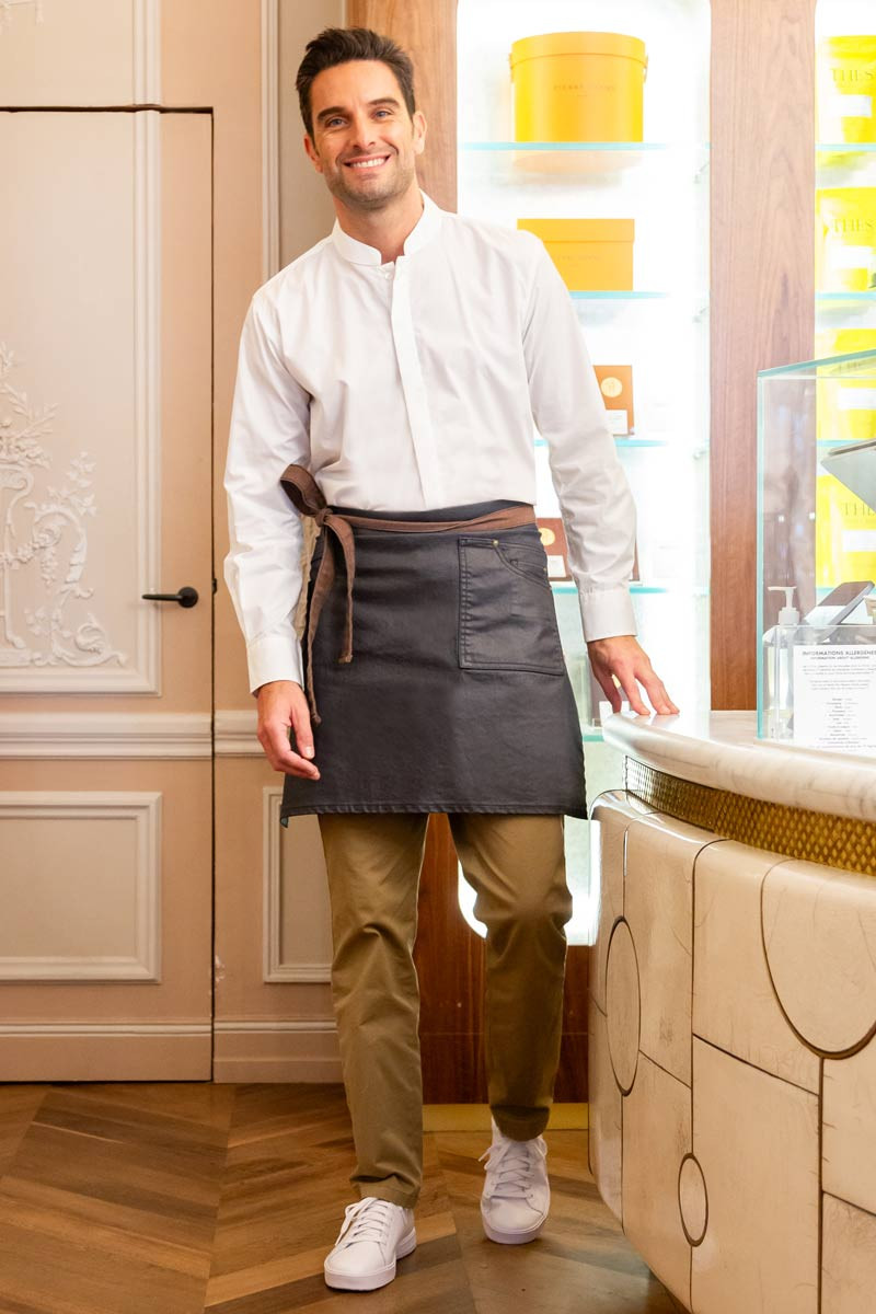 Syna Unisex Apron Indigo Brown Denim