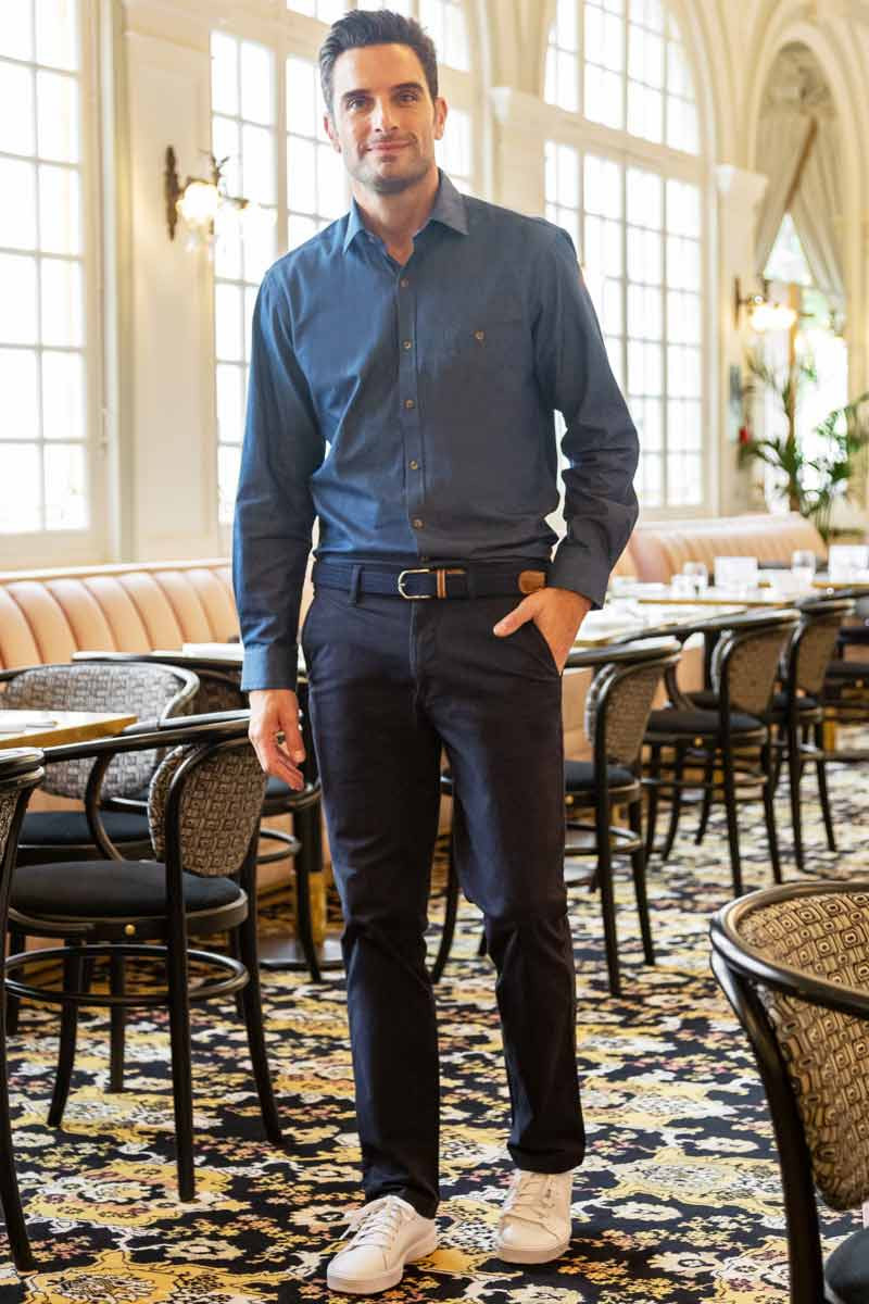 Pantalone Chino Slim Leo navy blu